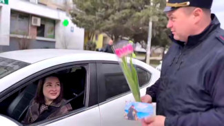 В Джанкое сотрудники Госавтоинспекции поздравили женщин с 8 Марта 