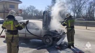На трассе в Крыму сгорел автомобиль
