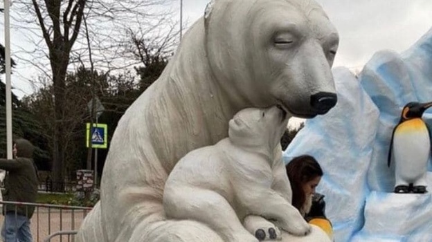 В Крыму сломали уши полярной медведице 