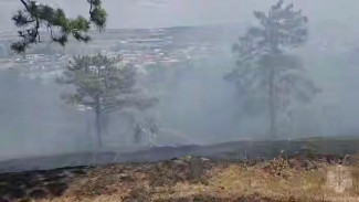 Под Симферополем в селе Белоглинка горит сухая трава
