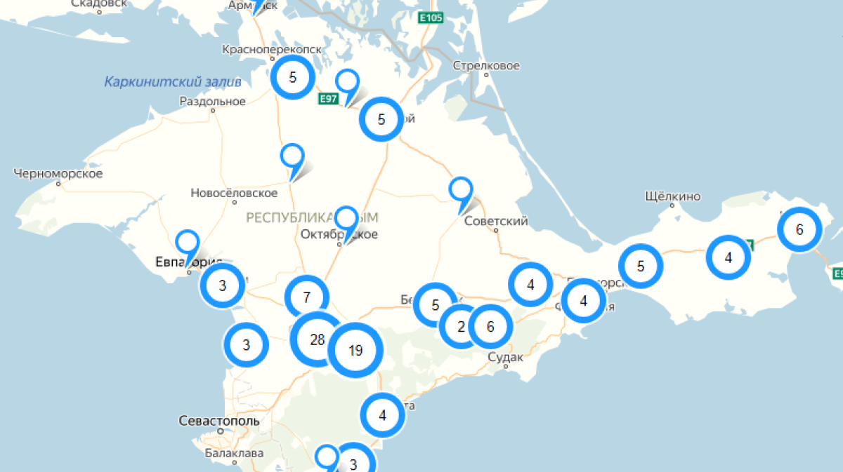 Камеры фиксации нарушений на карте. Карта Крыма. Камеры поток на карте.