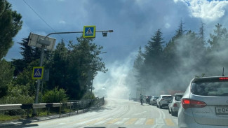 На Южнобережном шоссе в Ялте горит машина
