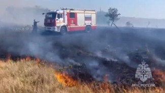 В Симферопольском районе вспыхнула сухая трава 
