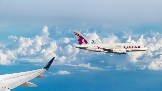 В небе над Крымом пролетел самолёт катарской авиакомпании 
