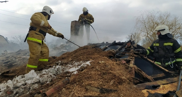 В Старом Крыму три часа тушили пожар