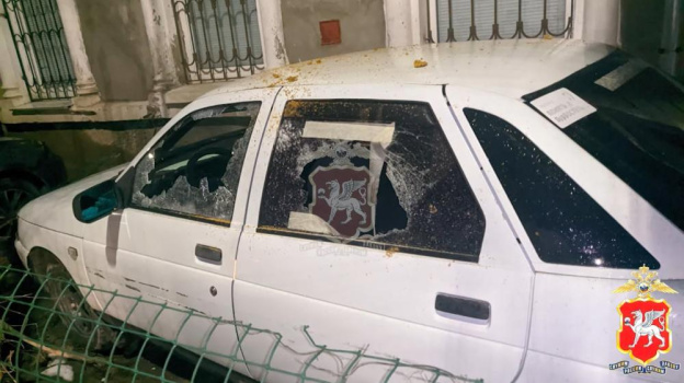 Дебоширы разбили автомобиль в Евпатории (ВИДЕО)